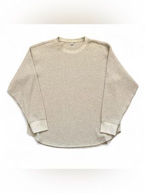 UNIQLO beige thermal/waffle knit shirt